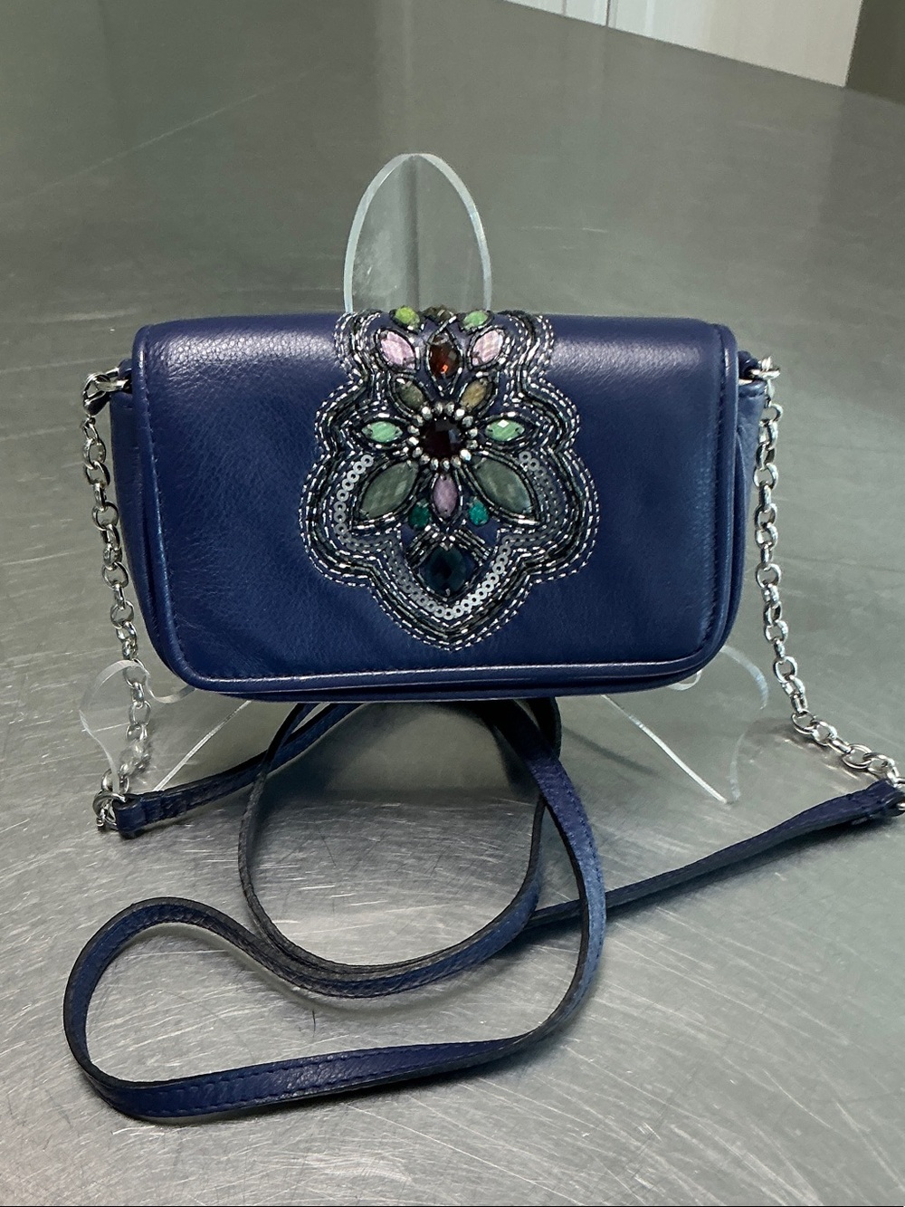 Brighton Leather Jeweled mini cross body